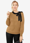 Tie-Neck Sweater, SOFT CAMEL, hi-res image number 0