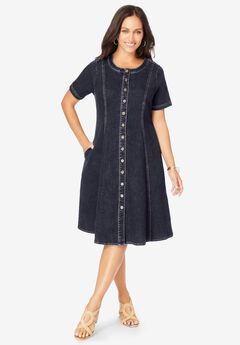 Button Front Denim Dress