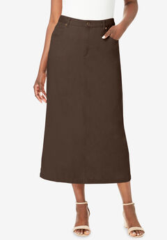 Classic Cotton Denim Midi Skirt