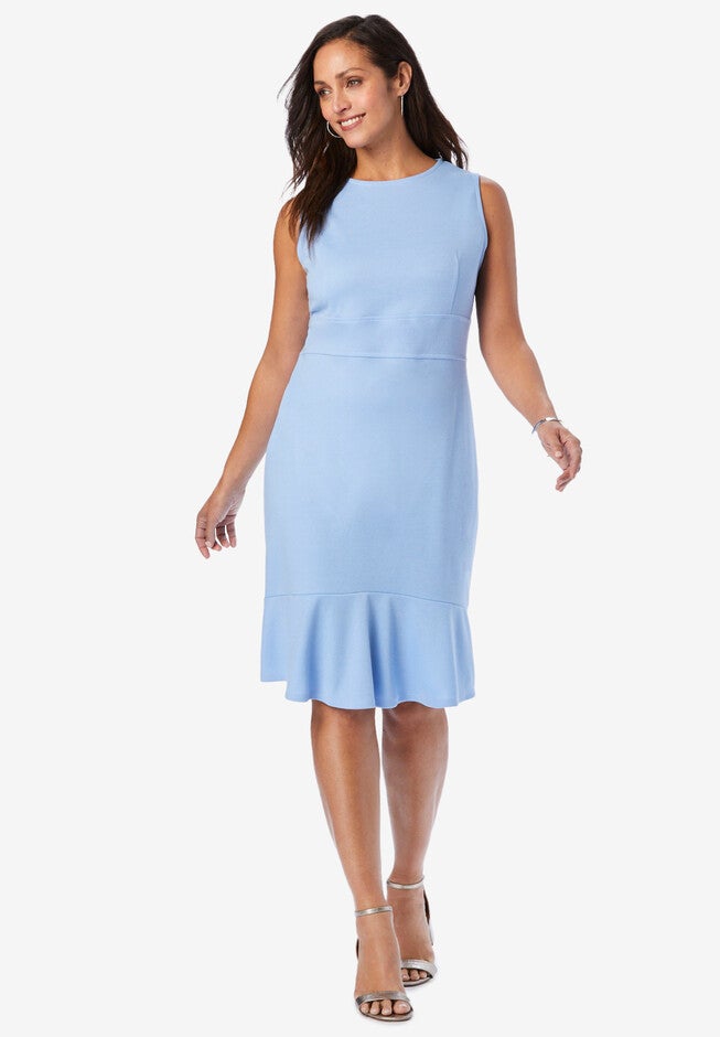 Sleeveless Ponte Dress, FRENCH BLUE, hi-res image number 0