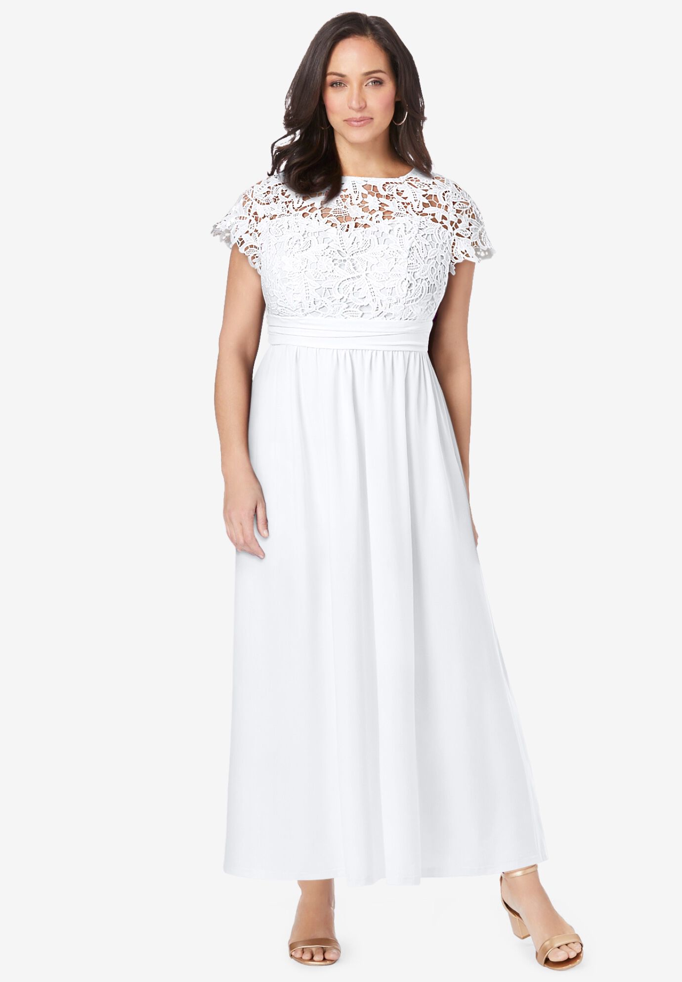 Lace Fit & Flare Dress - Stretch Knit Lined, Navy | Catherines Lace Fit & Flare Dress - Stretch Knit Lined, Navy | Catherines