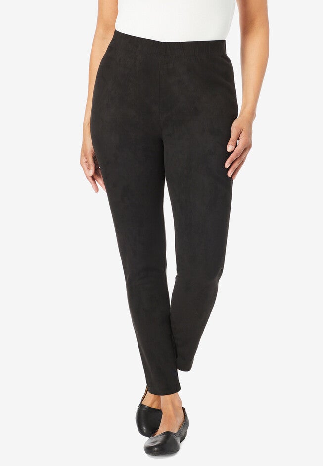 Faux Suede Leggings, BLACK, hi-res image number 0