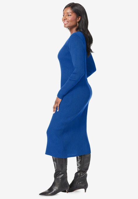 Scoop-Neck Sweater Dress, , alternate image number null