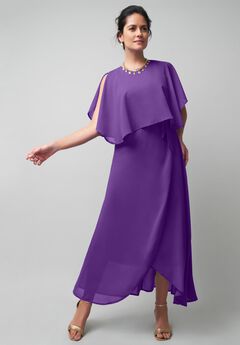 Georgette Maxi Cape Sleeve Dress