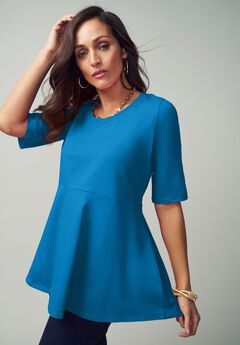 Stretch Cotton Peplum Tunic