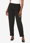 Stretch Knit Crepe Straight Leg Pants, BLACK, hi-res image number null