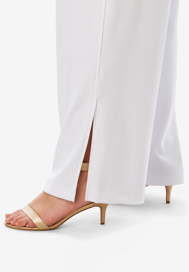 Knit Crepe Side-Slit Pant, , alternate image number 3