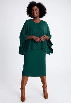 Cable Knit Cape Sweater Dress