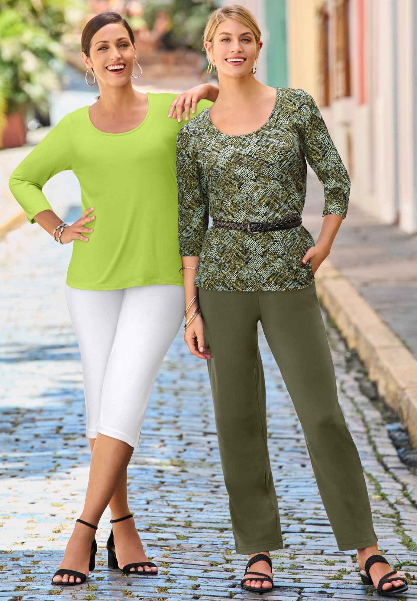 Stretch Cotton Scoop Neck Tee, , on-hover image number 1