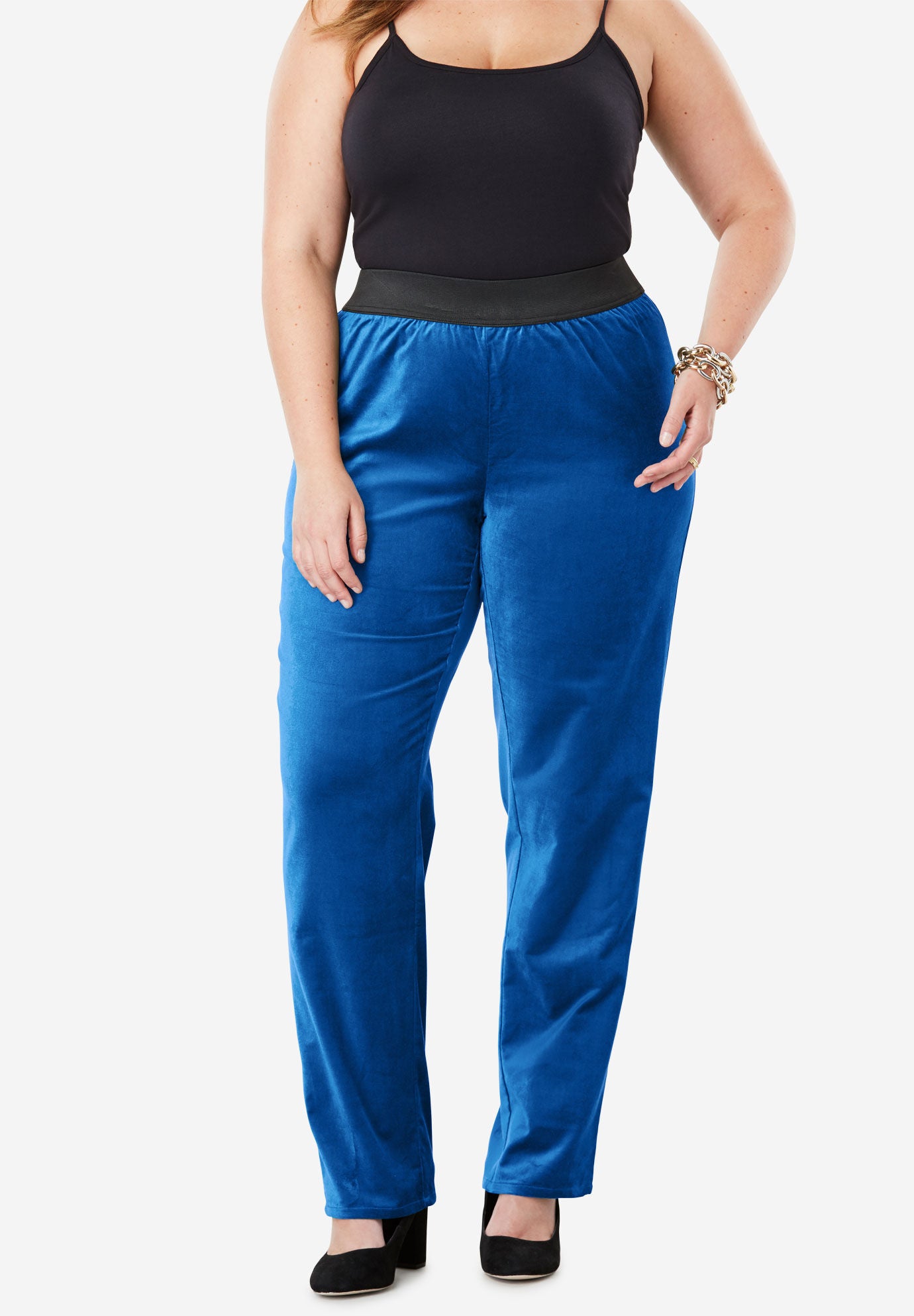 straight leg velvet pants