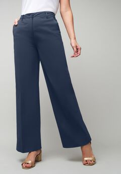 Plus Size Navy Wide Leg Pants