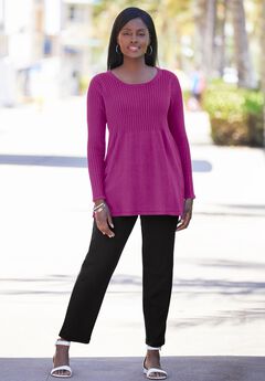 Ribbed Baby Doll Tunic Sweater