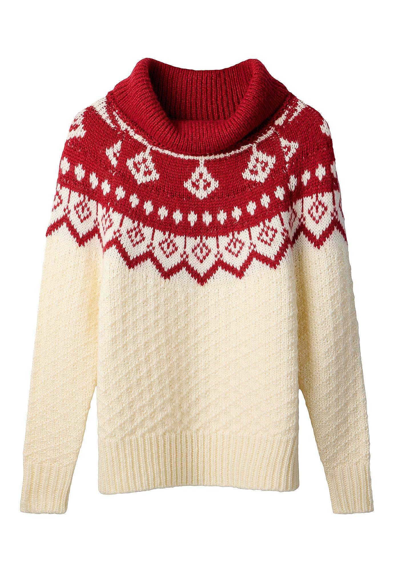 Festive Cowlneck Sweater, RED MEGA FAIRISLE, alternate image number 3