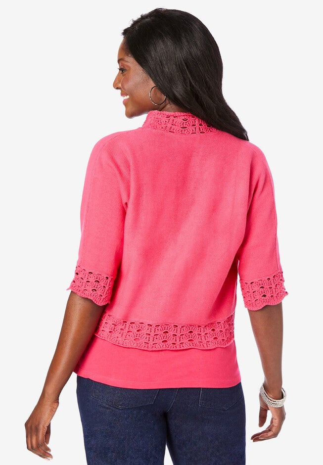 Crochet Trim Shrug, , on-hover image number 1