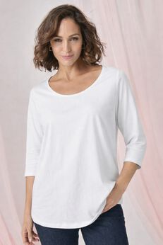 Stretch Cotton Scoop Neck Tee