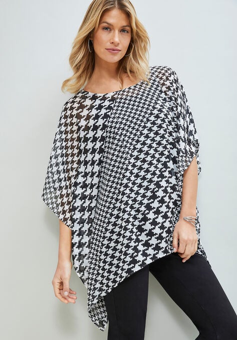 Caftan Top, BLACK BIAS HOUNDSTOOTH, hi-res image number null