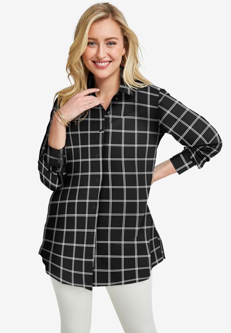 Poplin Tunic, BLACK DOUBLE PANE, hi-res image number null