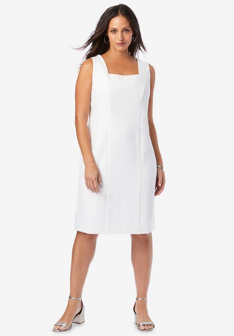 Bi-Stretch Sheath Dress, WHITE, hi-res image number null
