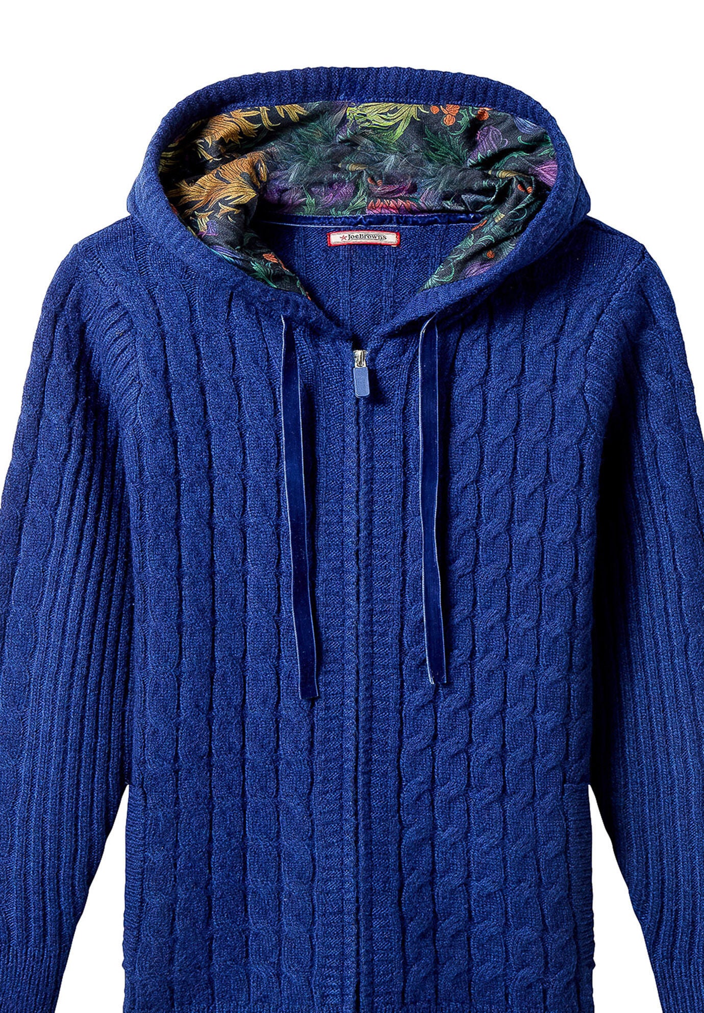 Cable Zip Hoodie, NAVY, alternate image number 4