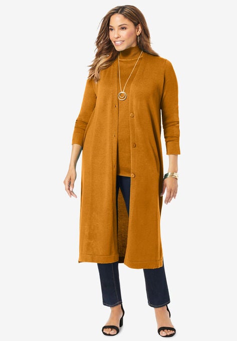 Fine Gauge Duster Cardigan, RICH GOLD, hi-res image number null