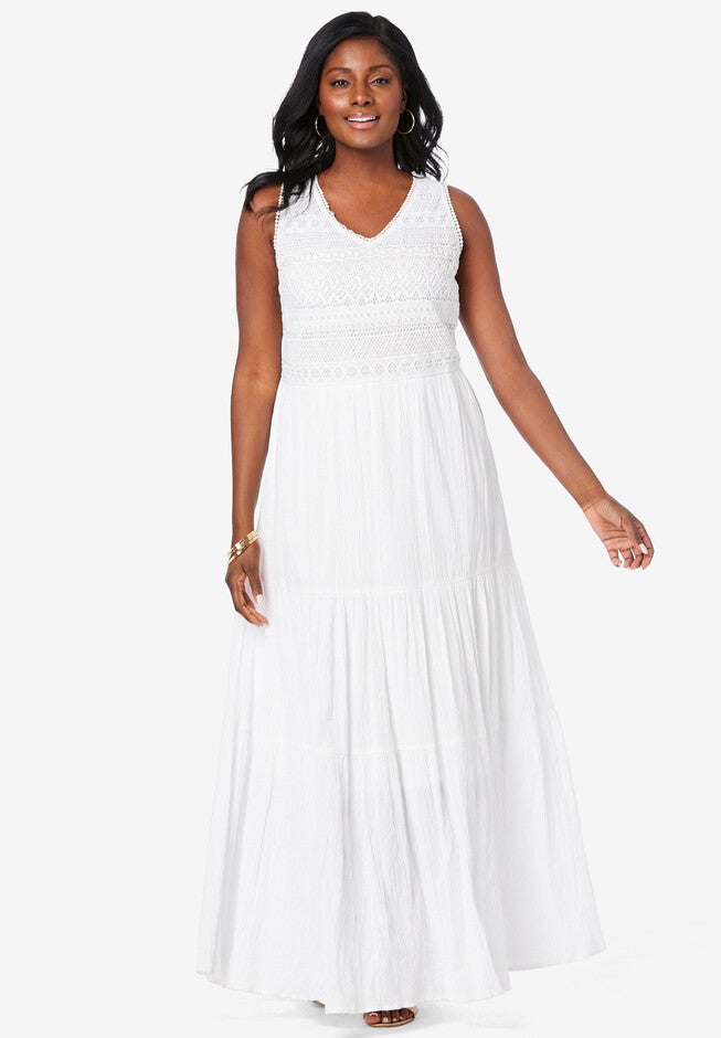 Tiered Maxi Dress, WHITE, hi-res image number 0