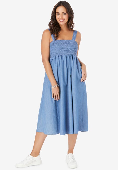 Lite Denim Midi Dress, LIGHT WASH, hi-res image number null