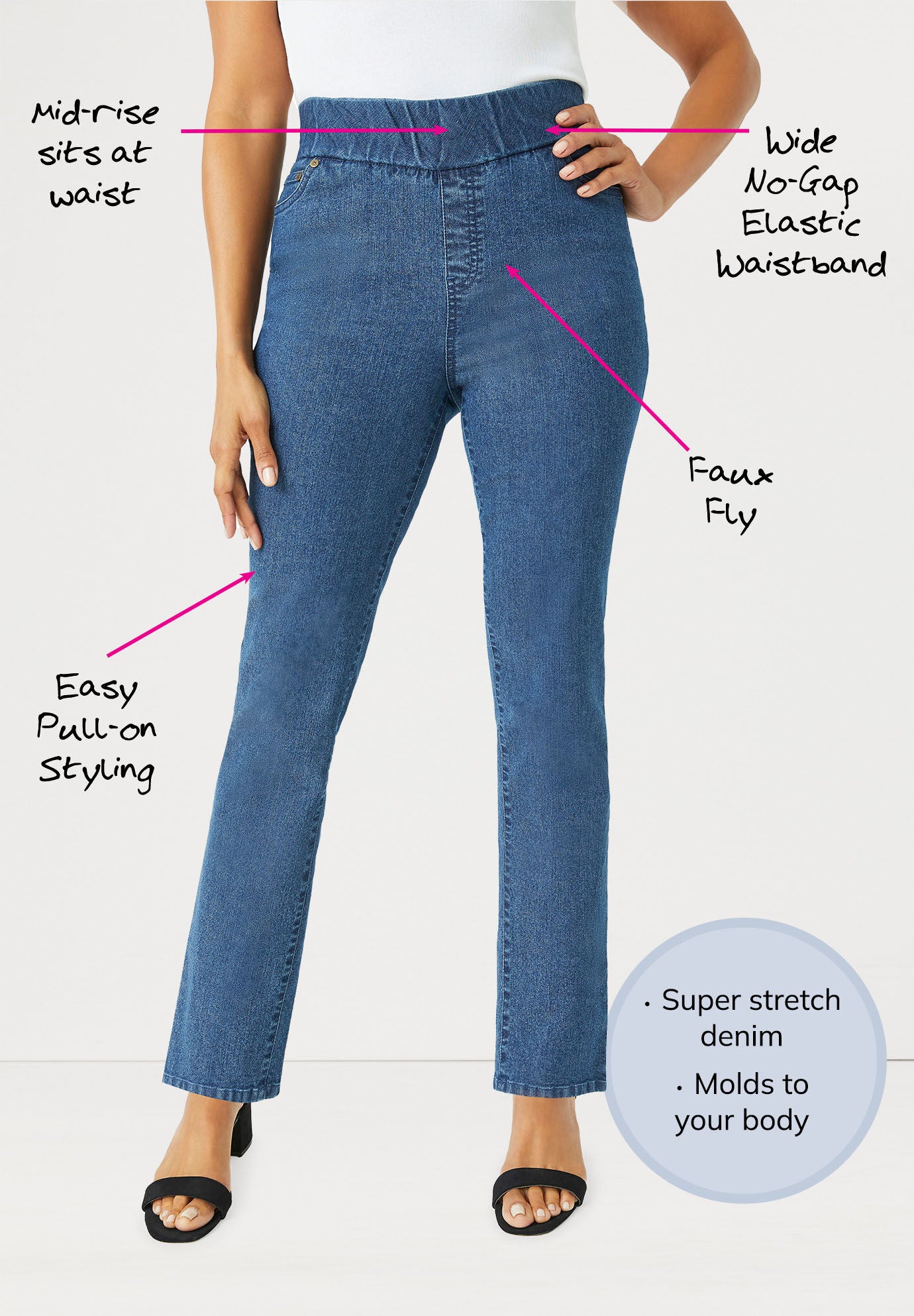 Comfort Waist Stretch Denim Straight-Leg Jean, DUSTY INDIGO, on-hover image number 1