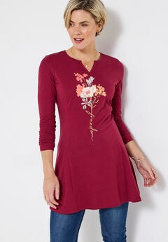 Stretch Knit Pleat Tunic