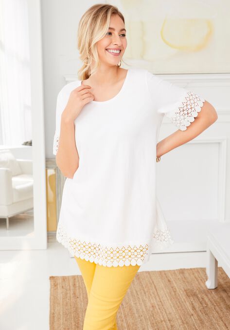 Crochet Trim Tunic, , alternate image number null