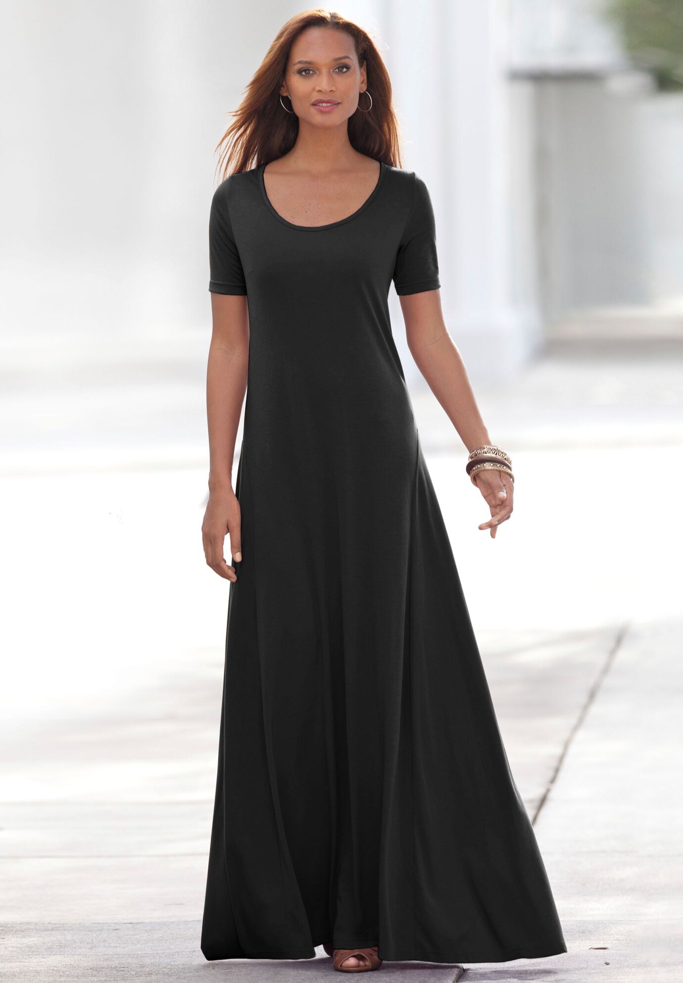 Stretch Cotton T Shirt Maxi Dress