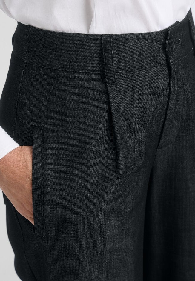 Slubbed Denim Trouser, BLACK, alternate image number null