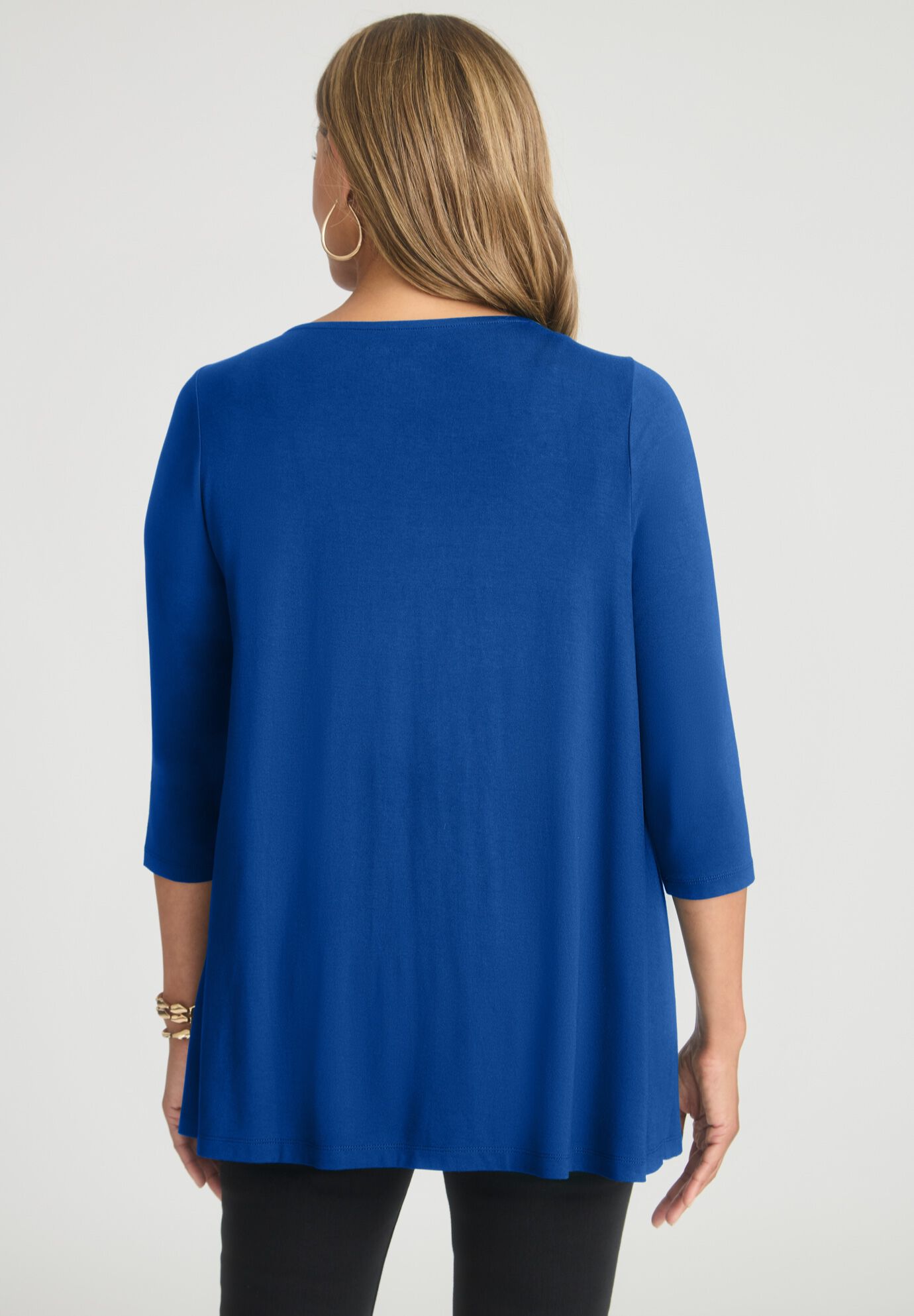 Twist-Front Trapeze Tunic, DARK SAPPHIRE GEMS, alternate image number 3