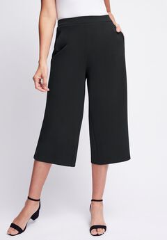 Wide-Leg Crop Crepe Pants