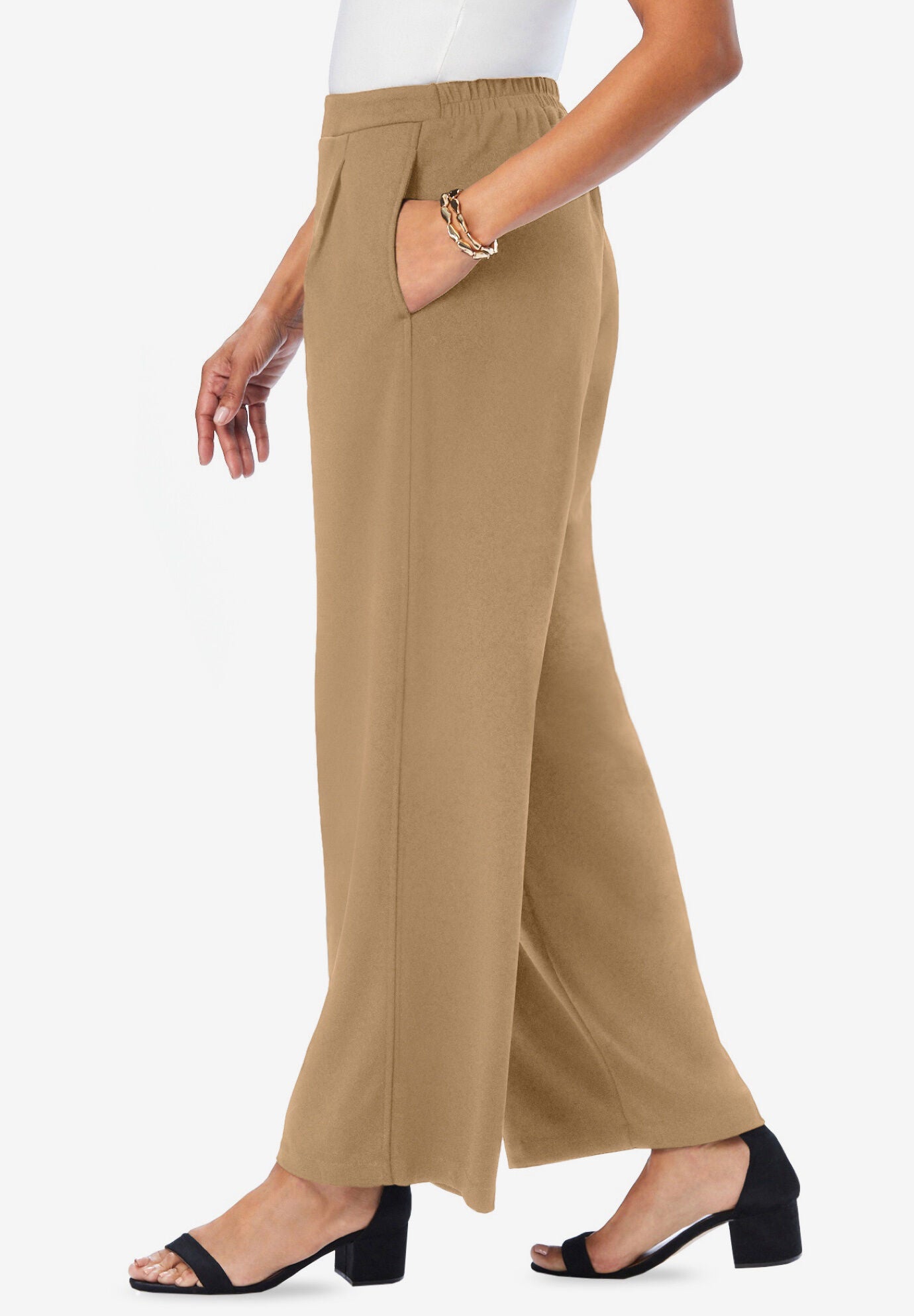 Stretch Knit Crepe Wide Leg Pant, , alternate image number 2