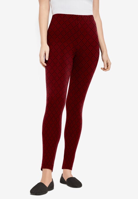 Everyday Legging, RICH BURGUNDY DOT PANE, hi-res image number null