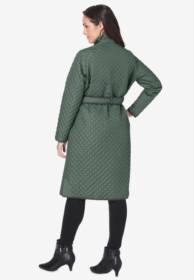 Quilted Collarless Long Jacket, , on-hover image number null