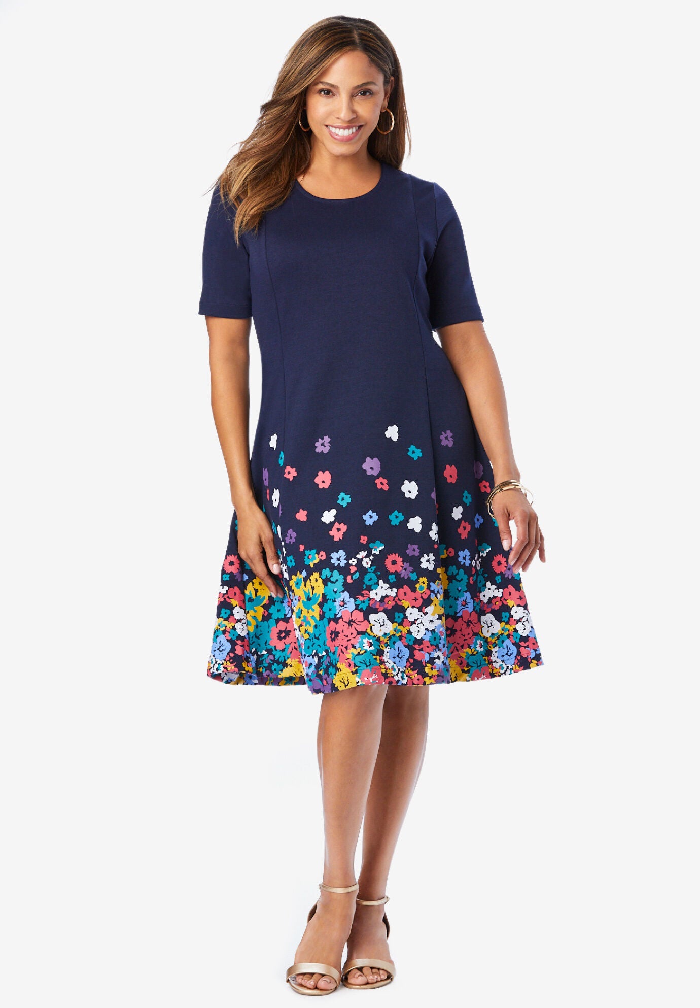 Ponte Flare Dress Catherines
