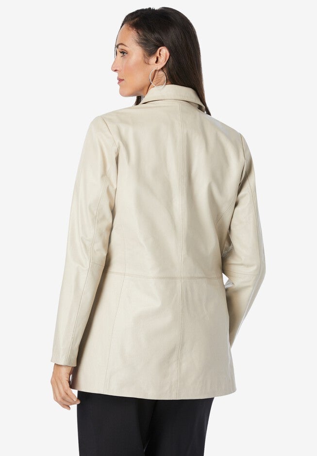 Double Breasted Leather Blazer, , on-hover image number null