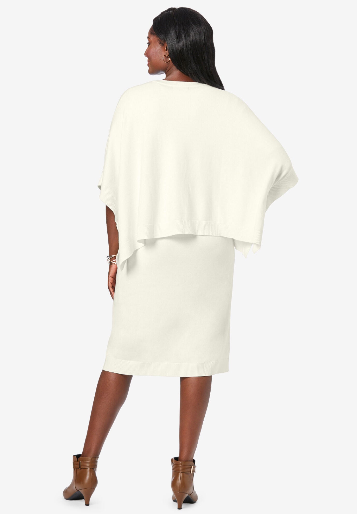 Cable Knit Cape Sweater Dress