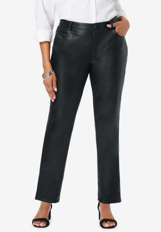 Faux Leather Trouser, BLACK, hi-res image number null