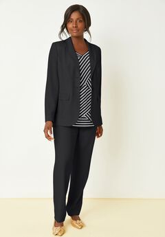 2-Piece Stretch Crepe Single-Breasted Pantsuit