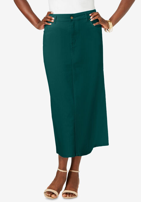 True Fit Denim Skirt, EMERALD GREEN, hi-res image number null