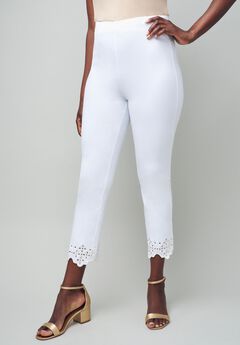 Stretch Cotton Eyelet Capri Legging