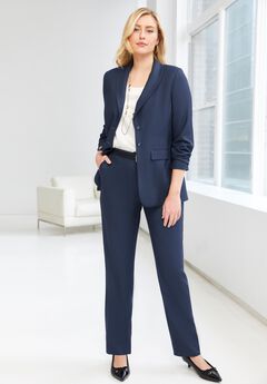 Stretch Crepe Single-Breasted Pantsuit