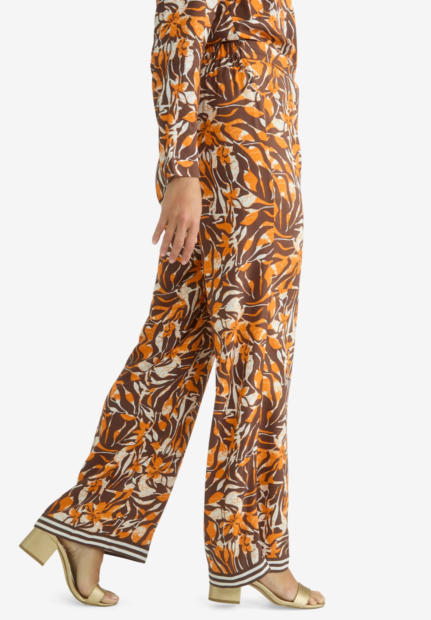 Flowy Wide Leg Pant, RICH BROWN OMBRE PETAL, alternate image number 1