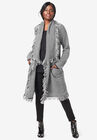 Shawl-Collar Fringe Jacket, BLACK IVORY, hi-res image number null