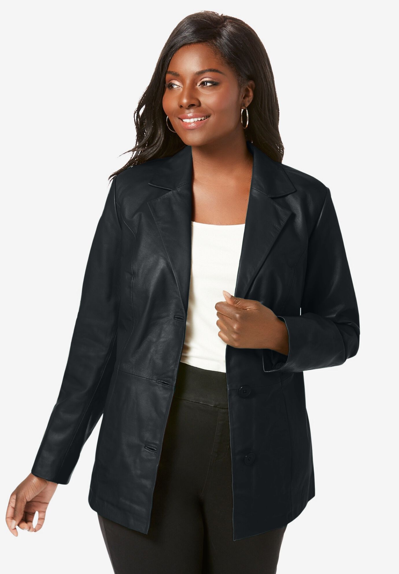 Ladies leather coats plus sizes cheap