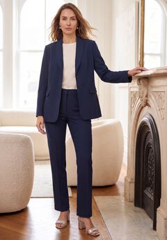 Stretch Crepe Single-Breasted Pantsuit