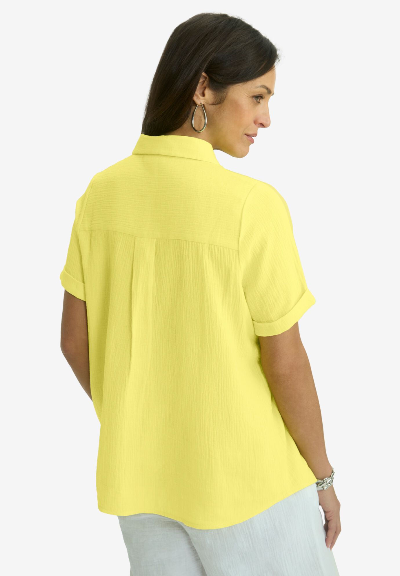 Gauze Camp Shirt, BRIGHT LEMON, on-hover image number 1
