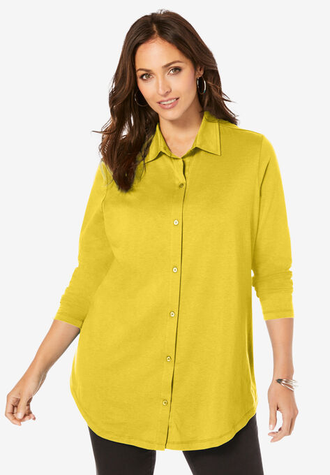 Boyfriend Shirt Tunic, OLIVE YELLOW, hi-res image number null